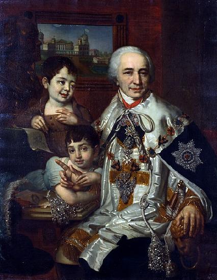 Vladimir Lukich Borovikovsky ortrait of count G.G. Kushelev with children oil painting picture